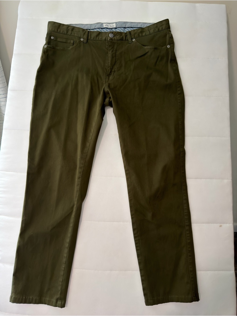 Peter Millar Men's Green Twill 5-Pocket Casual Pants Straight Leg 36